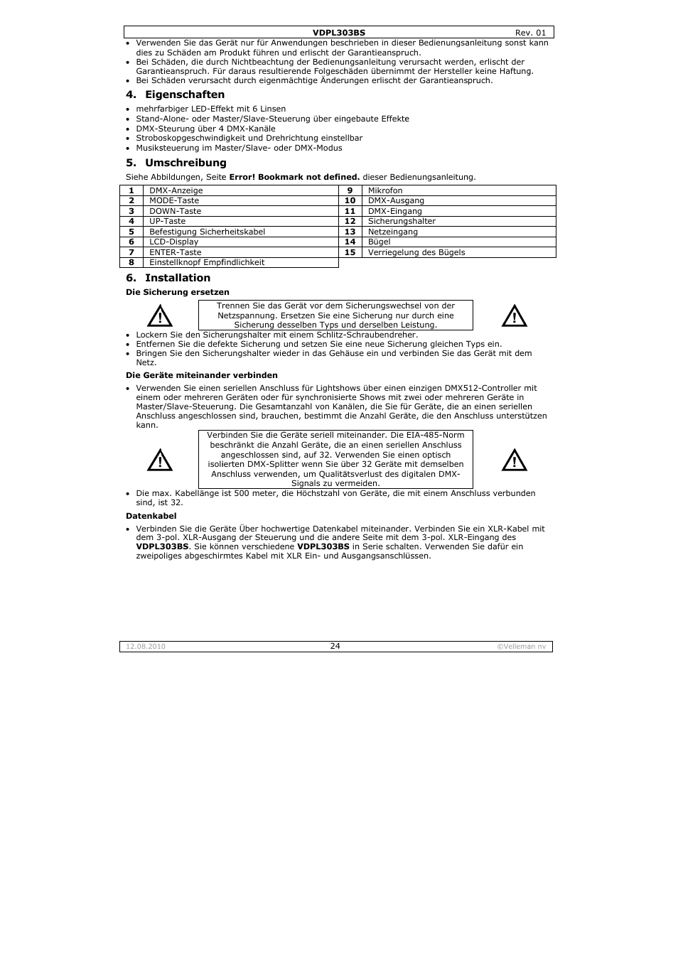 Velleman VDPL303BS User Manual | Page 24 / 30