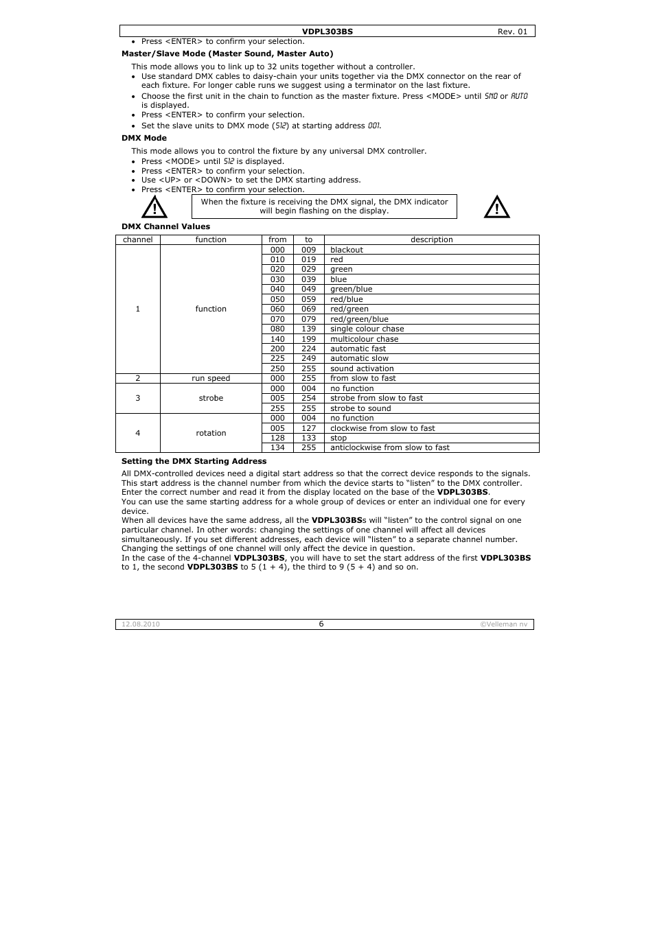 Velleman VDPL303BS User Manual | Page 6 / 30