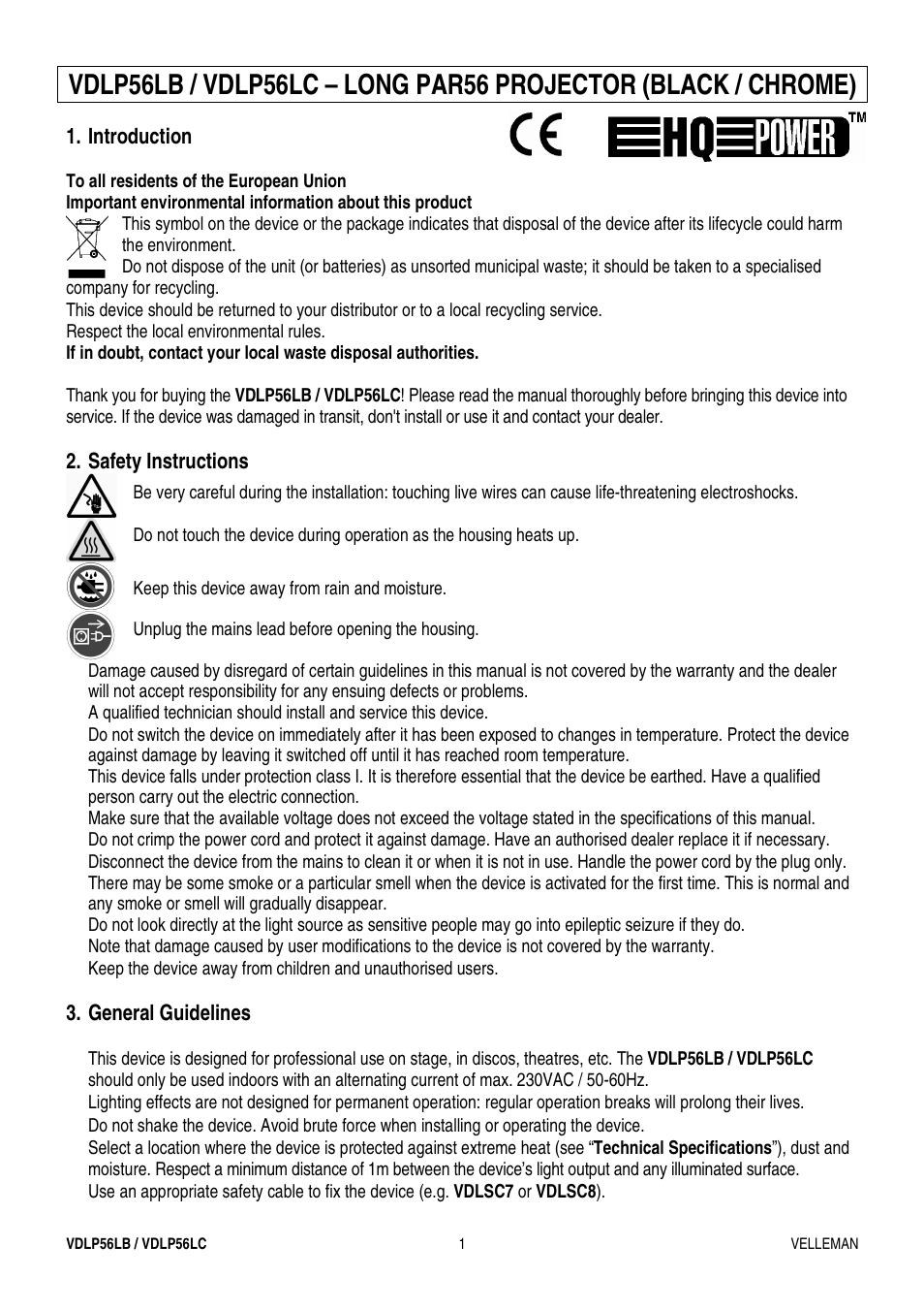 Velleman VDLP56LB User Manual | 12 pages