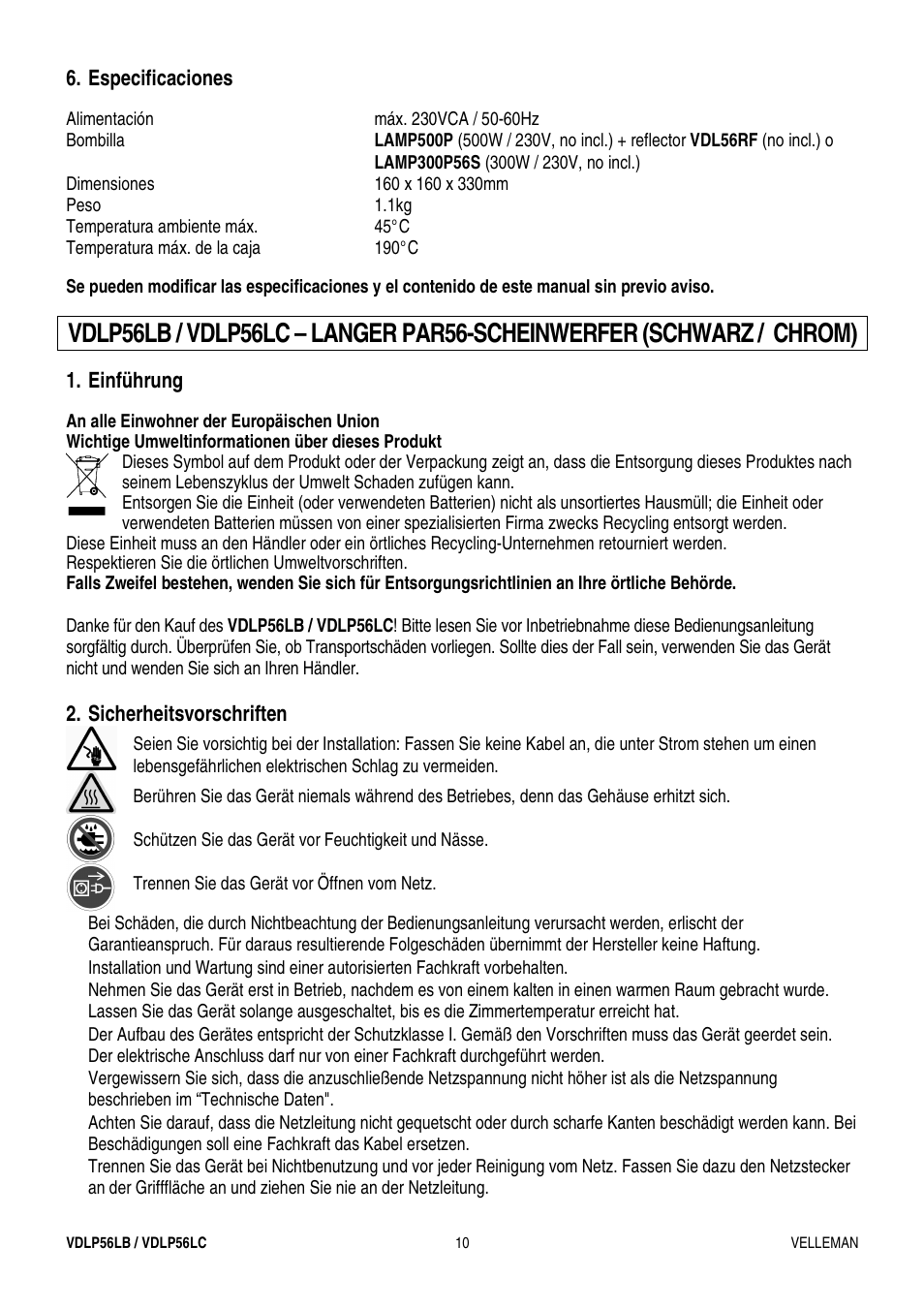 Velleman VDLP56LB User Manual | Page 10 / 12