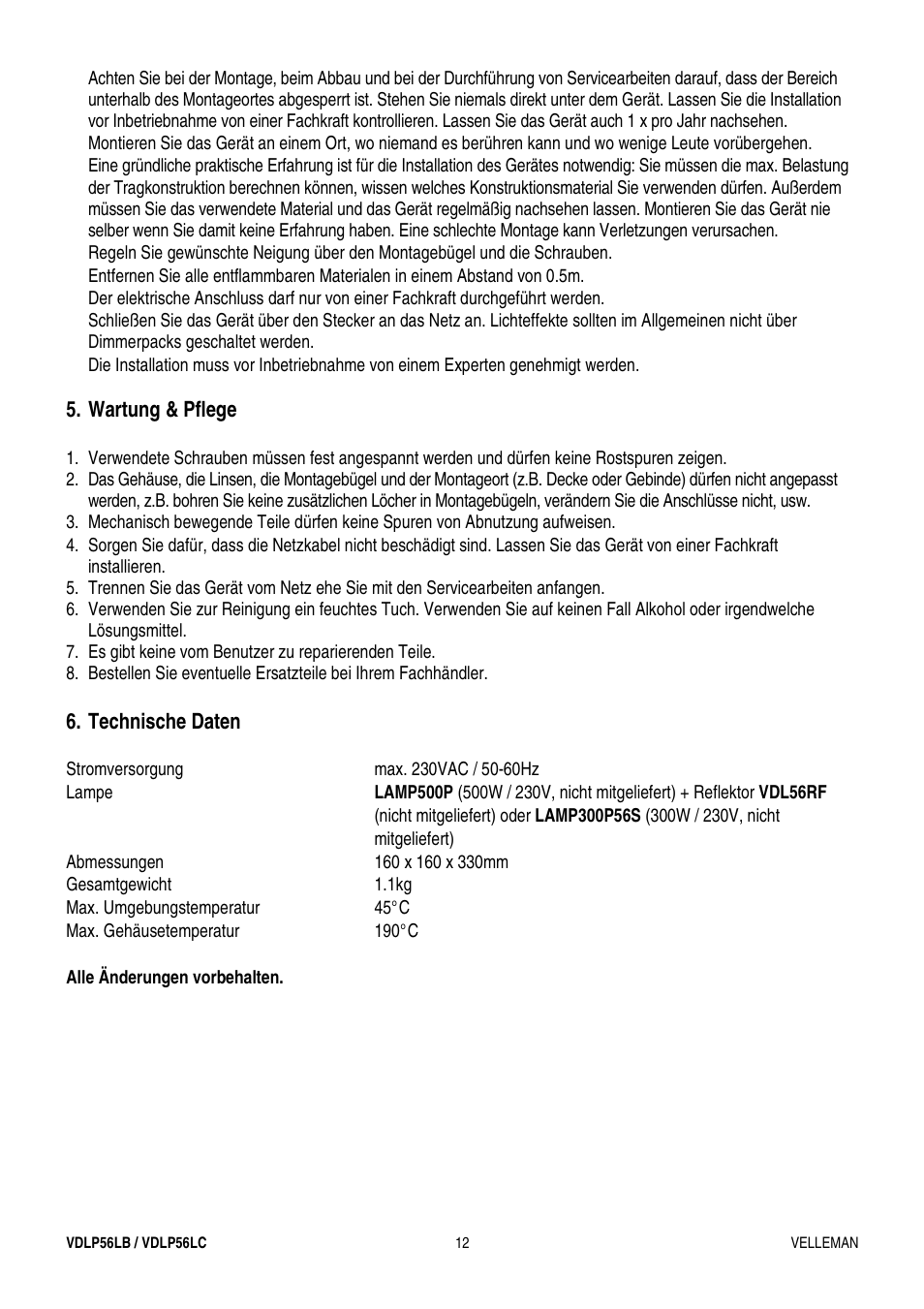 Velleman VDLP56LB User Manual | Page 12 / 12