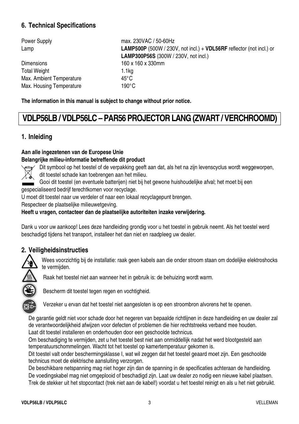 Velleman VDLP56LB User Manual | Page 3 / 12