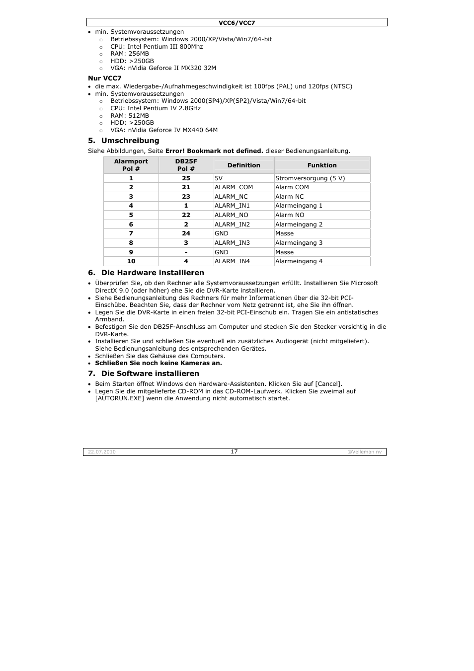 Velleman VCC6 User Manual | Page 17 / 20