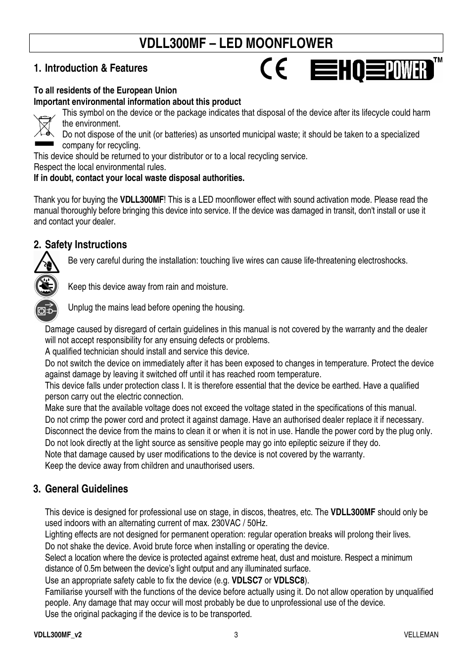 Vdll300mf – led moonflower | Velleman VDLL300MF User Manual | Page 3 / 12