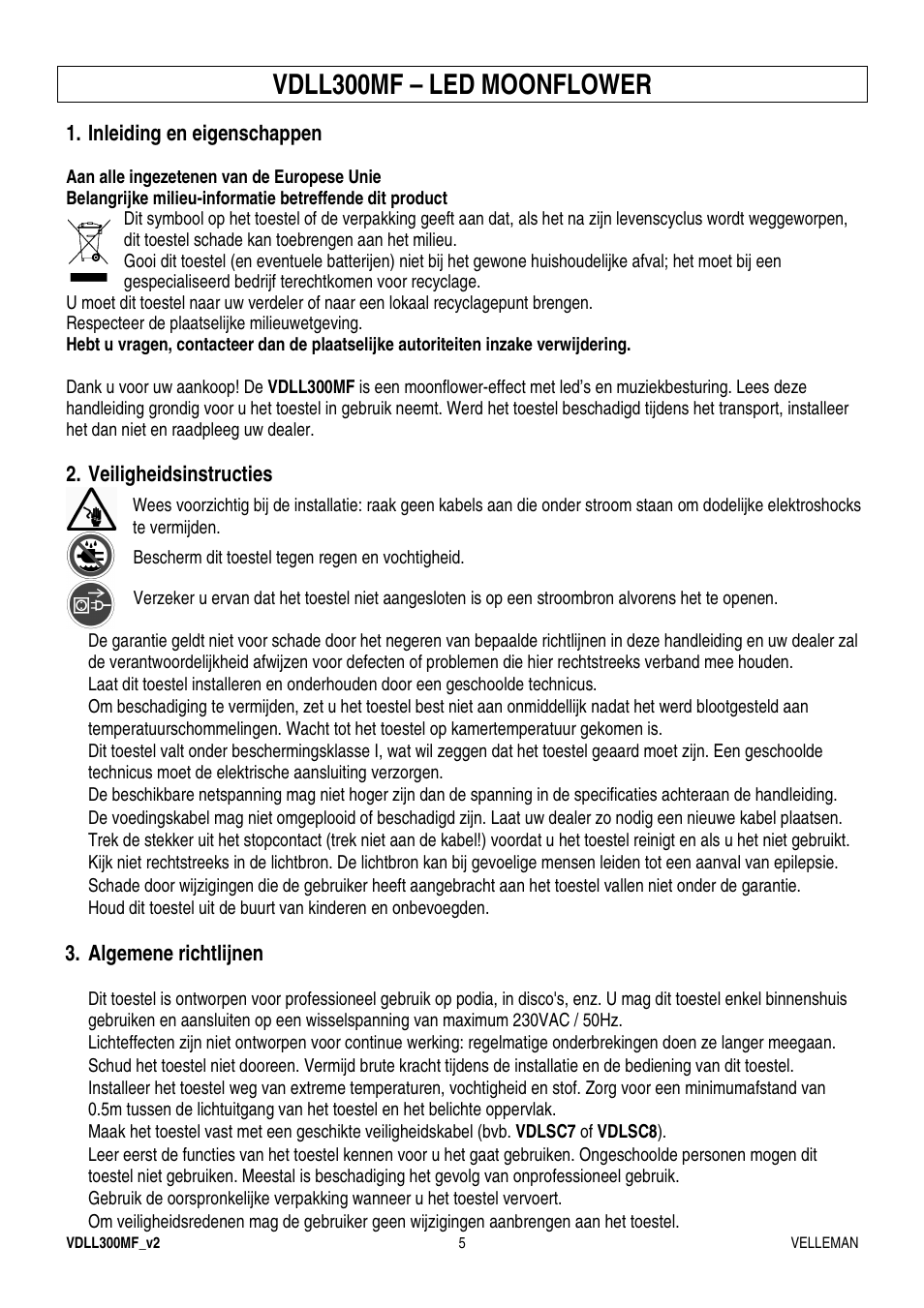 Vdll300mf – led moonflower | Velleman VDLL300MF User Manual | Page 5 / 12