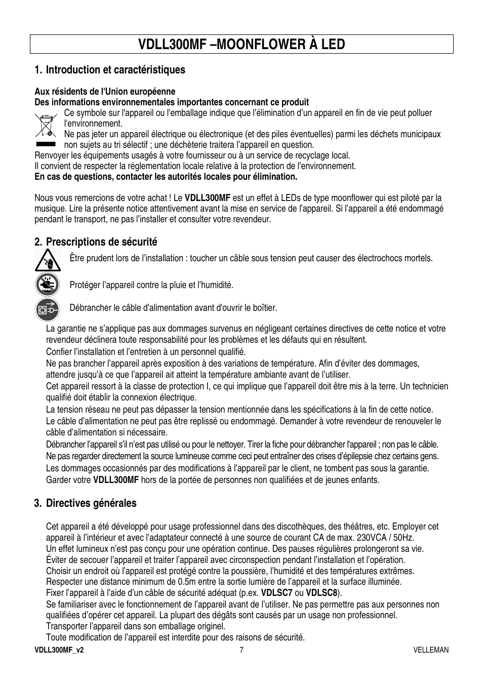 Vdll300mf –moonflower à led | Velleman VDLL300MF User Manual | Page 7 / 12