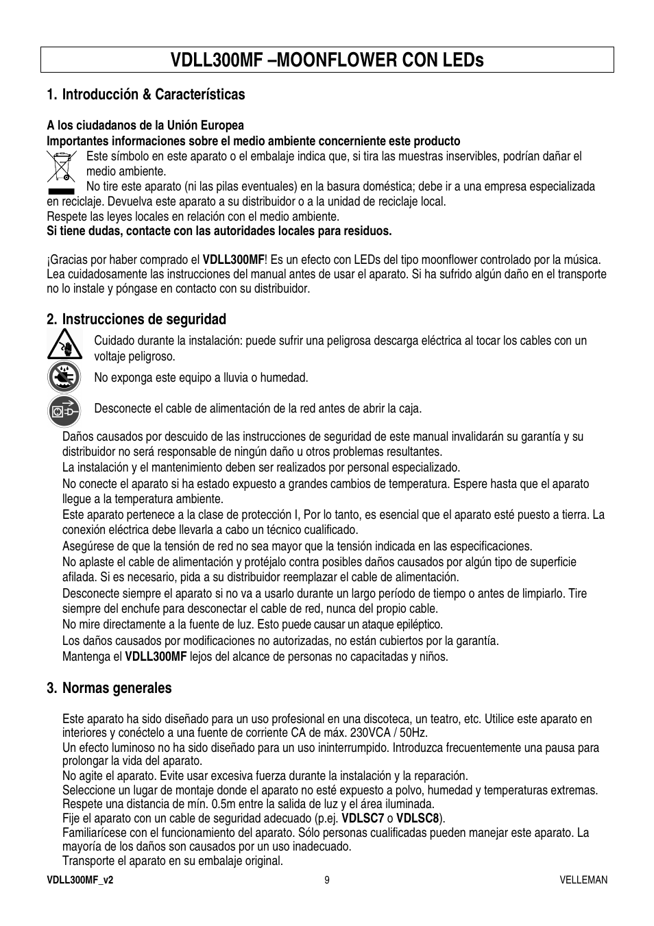 Vdll300mf –moonflower con leds | Velleman VDLL300MF User Manual | Page 9 / 12