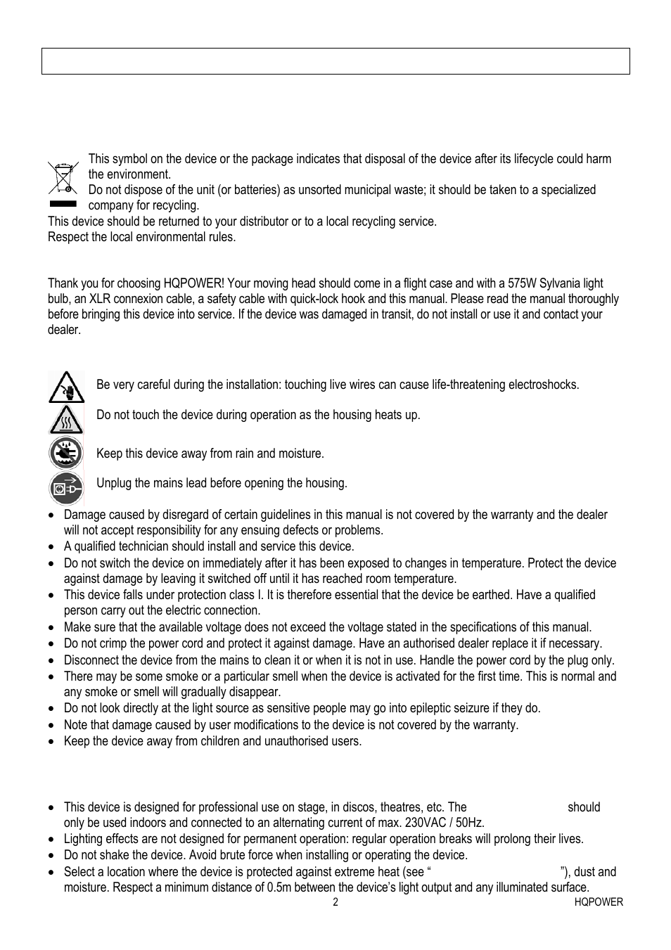 Velleman VDP575MHW16FL User Manual | Page 2 / 39