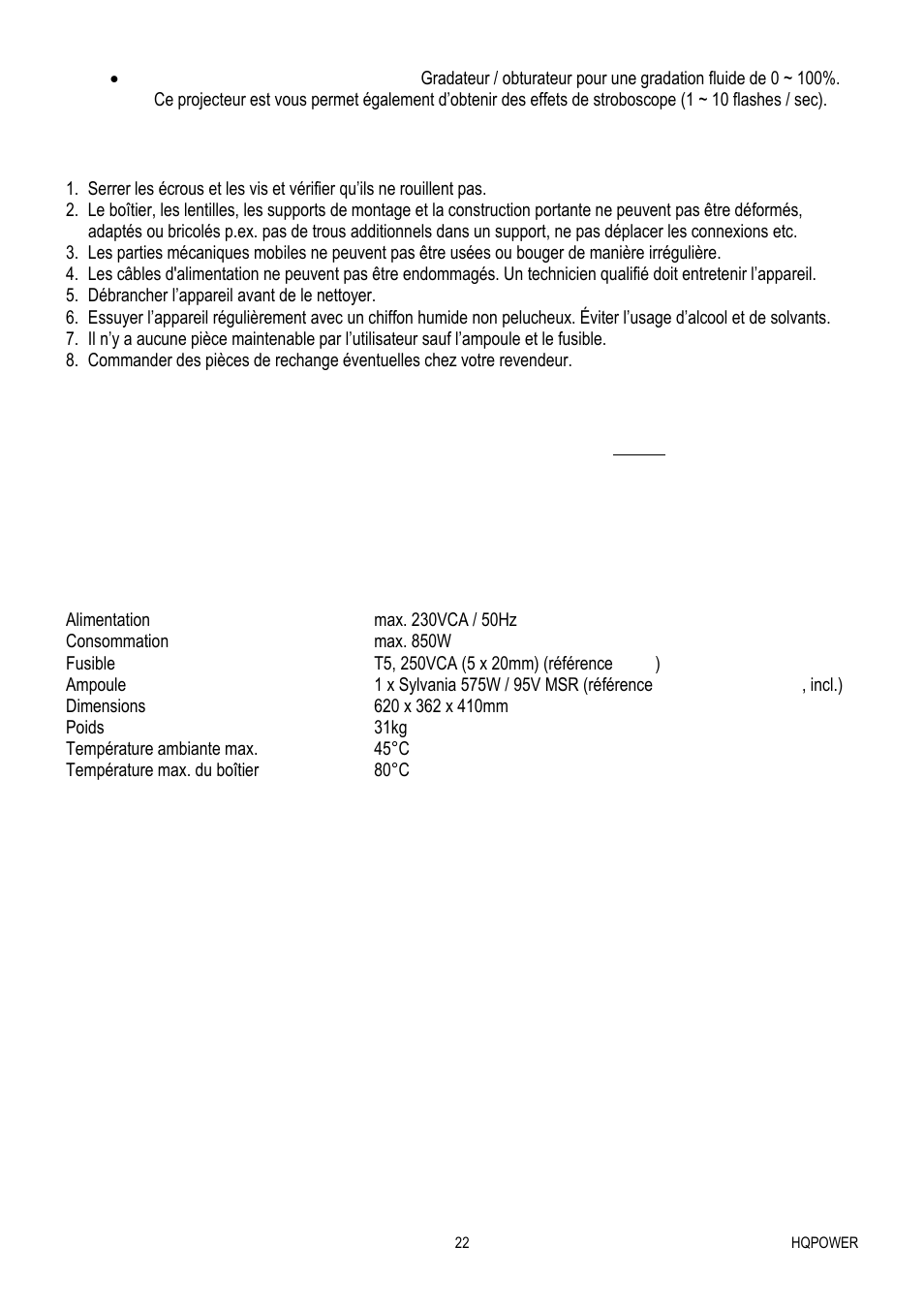 Velleman VDP575MHW16FL User Manual | Page 22 / 39
