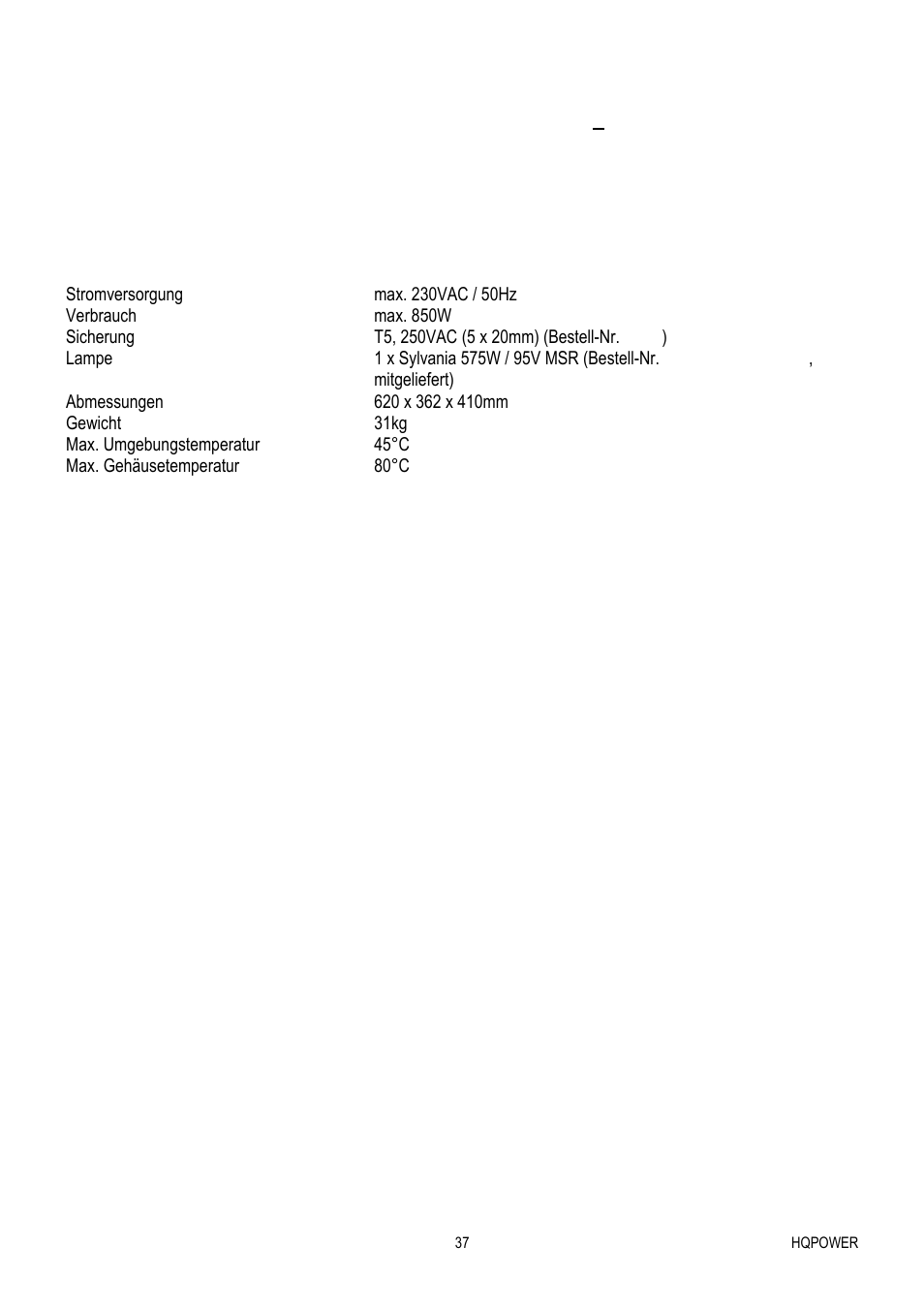 Velleman VDP575MHW16FL User Manual | Page 37 / 39