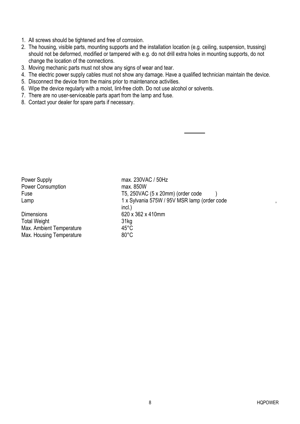 Velleman VDP575MHW16FL User Manual | Page 8 / 39
