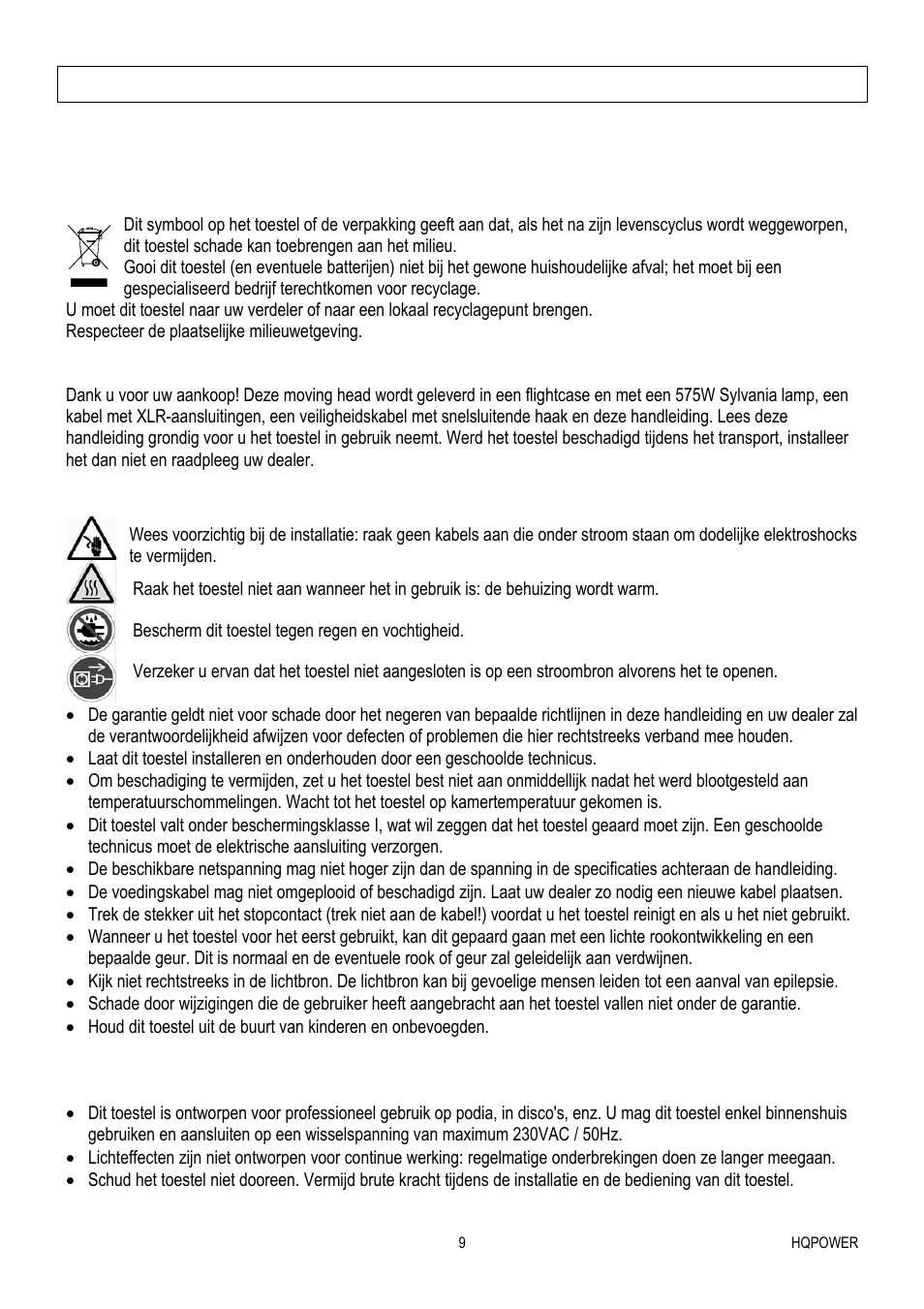 Velleman VDP575MHW16FL User Manual | Page 9 / 39