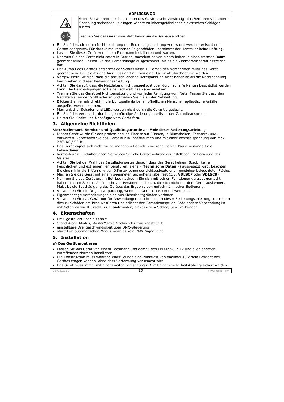 Velleman VDPL303WQD User Manual | Page 15 / 19