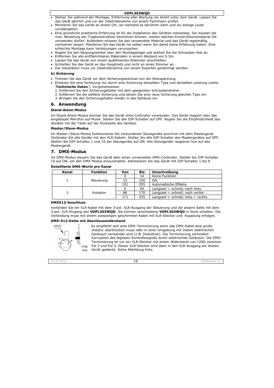 Velleman VDPL303WQD User Manual | Page 16 / 19