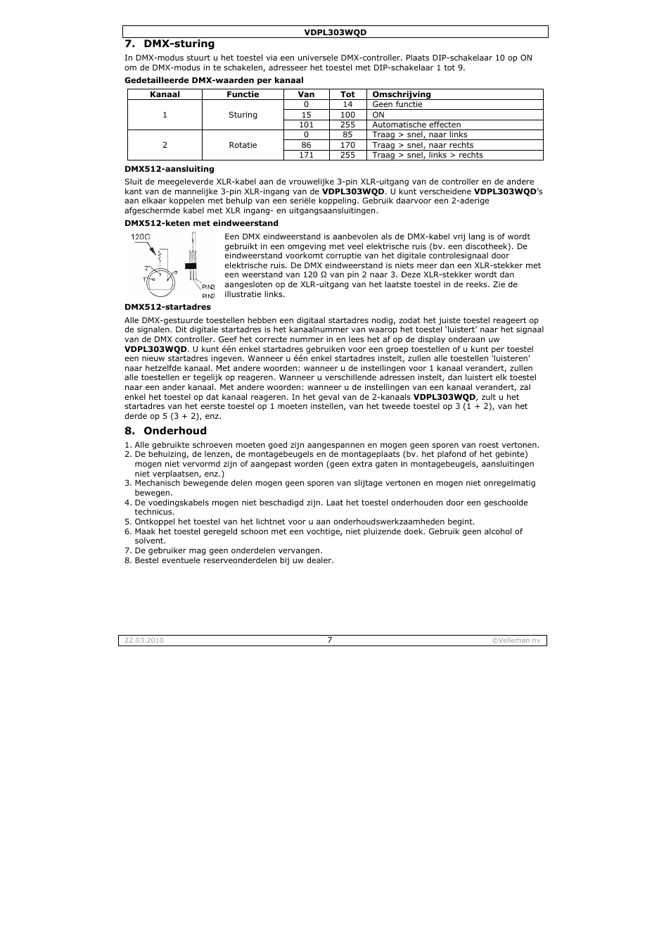 Velleman VDPL303WQD User Manual | Page 7 / 19