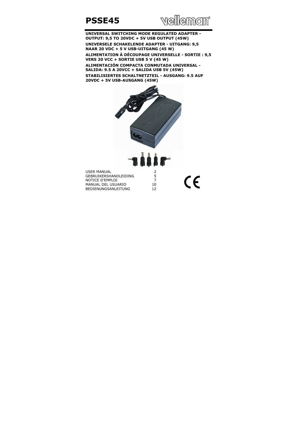 Velleman PSSE45 User Manual | 19 pages