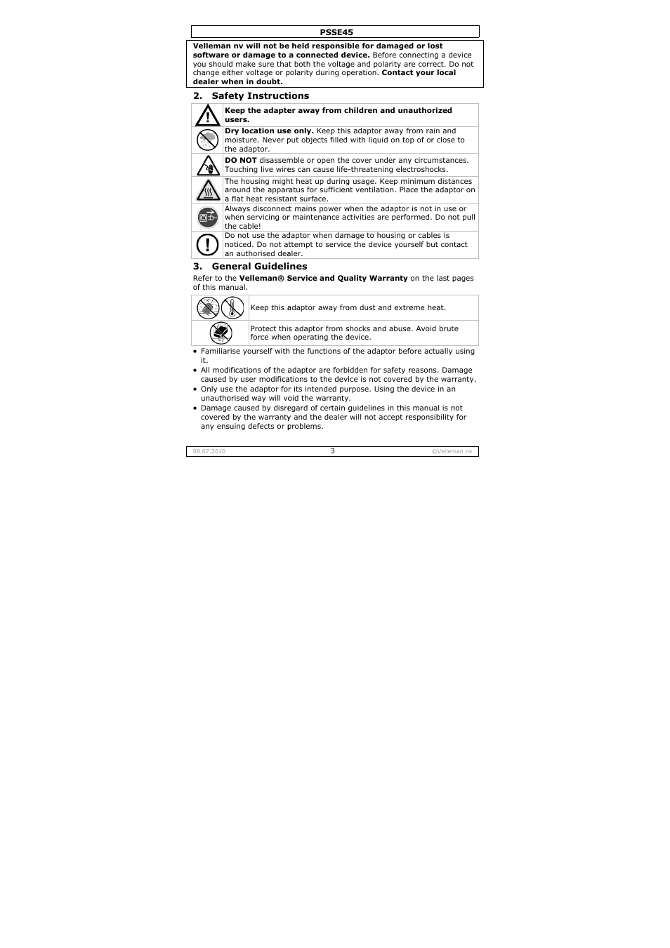 Velleman PSSE45 User Manual | Page 3 / 19