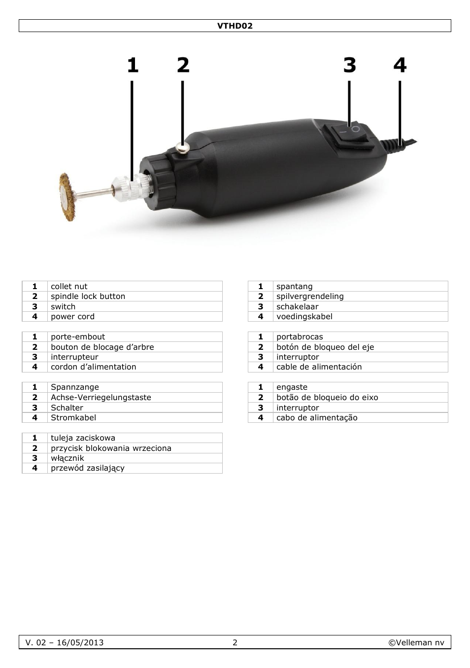 Velleman VTHD02 User Manual | Page 2 / 16