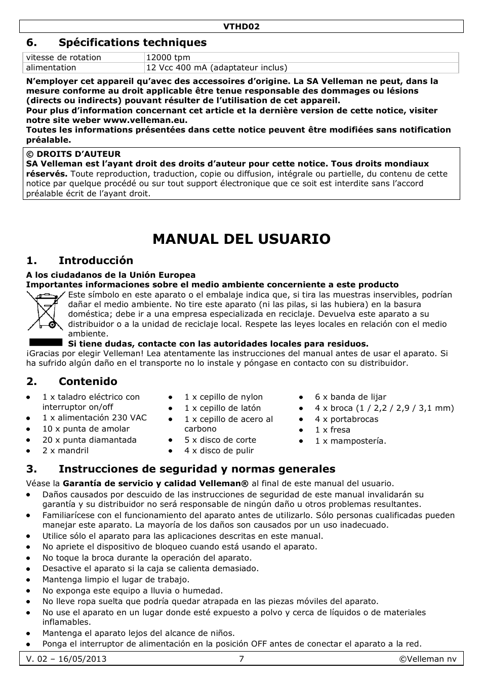 Velleman VTHD02 User Manual | Page 7 / 16