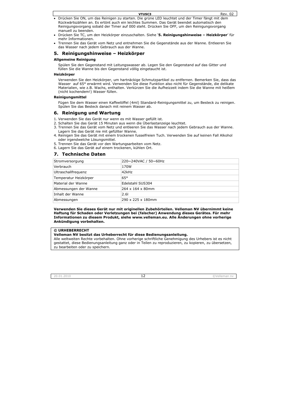 Velleman VTUSC3 User Manual | Page 12 / 19