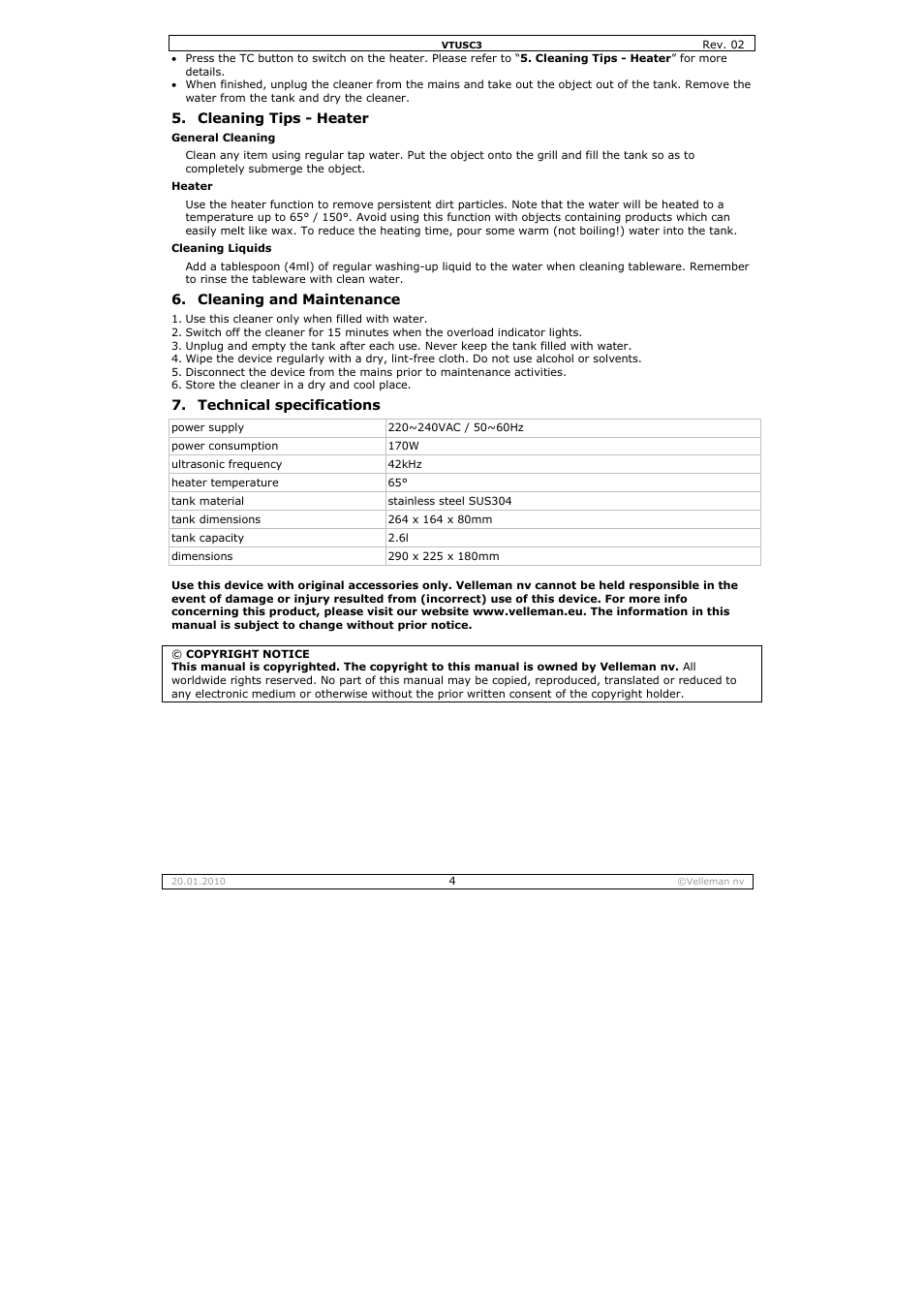 Velleman VTUSC3 User Manual | Page 4 / 19