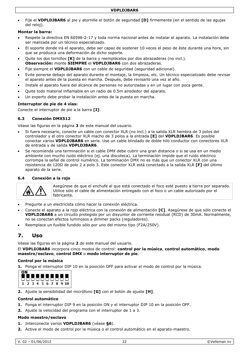 Velleman VDPLDJBAR6 User Manual | Page 22 / 38