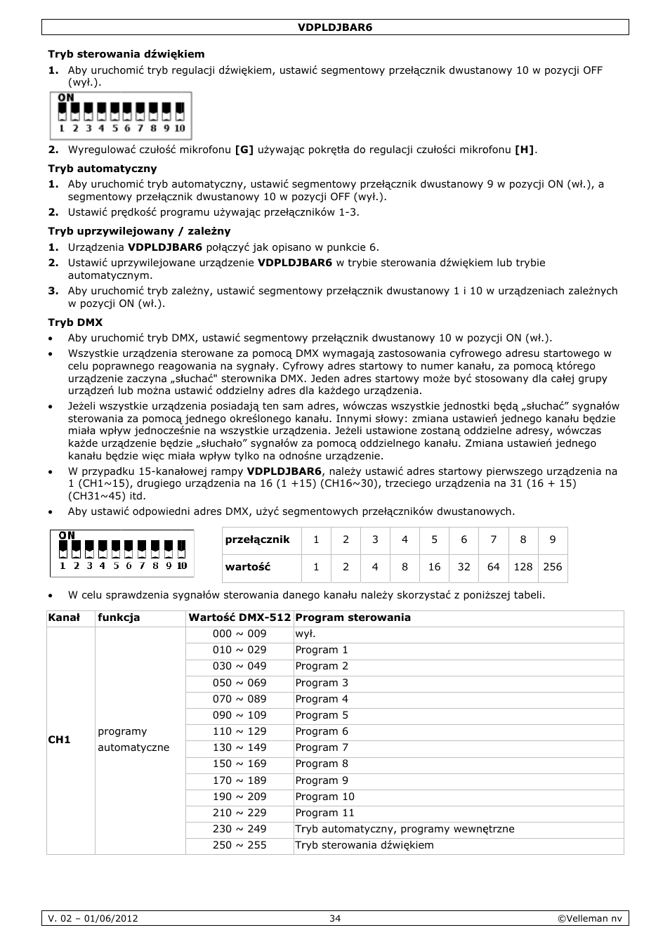Velleman VDPLDJBAR6 User Manual | Page 34 / 38