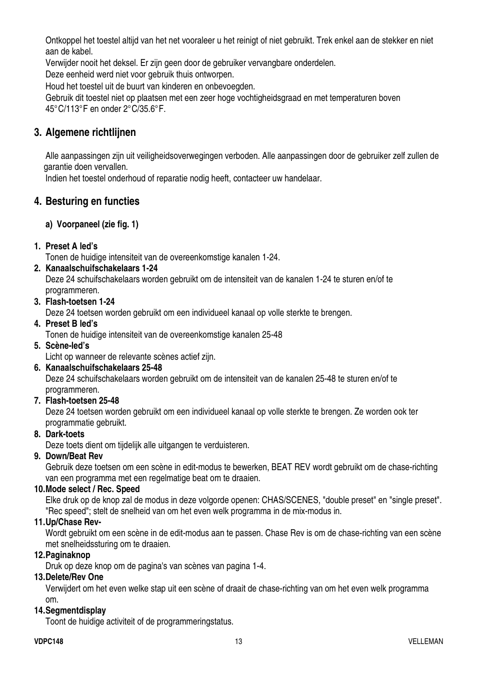 Velleman VDPC148 User Manual | Page 13 / 46