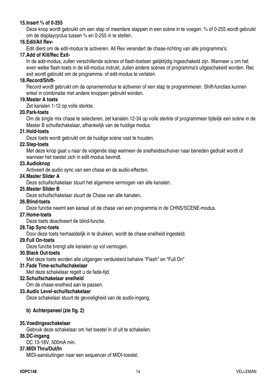 Velleman VDPC148 User Manual | Page 14 / 46