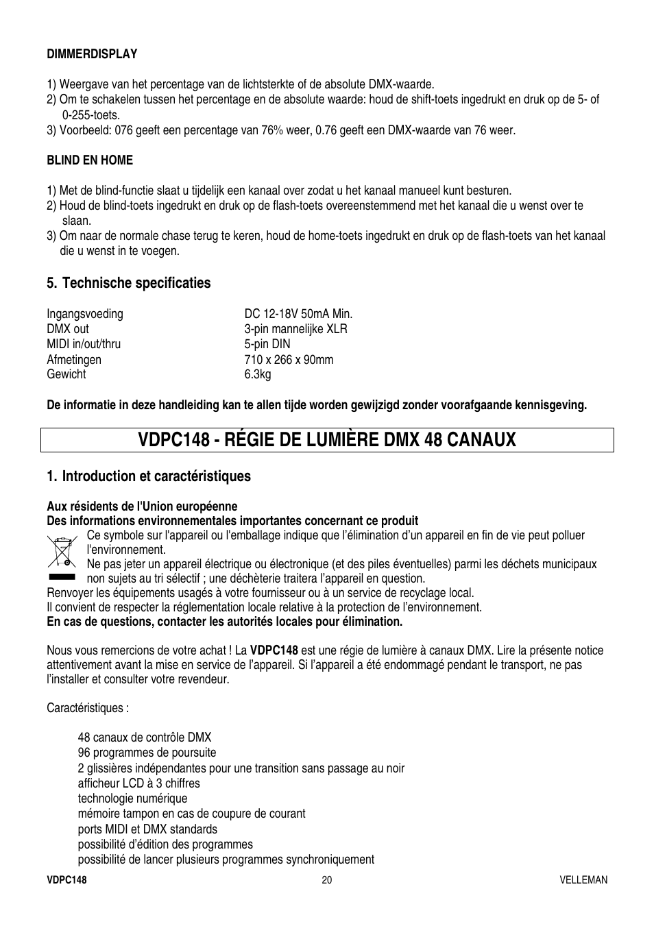 Velleman VDPC148 User Manual | Page 20 / 46