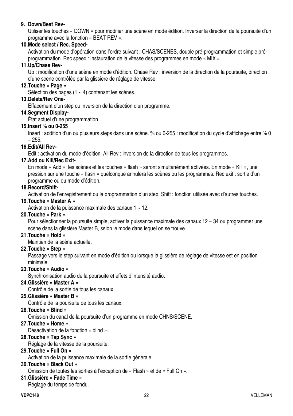 Velleman VDPC148 User Manual | Page 22 / 46