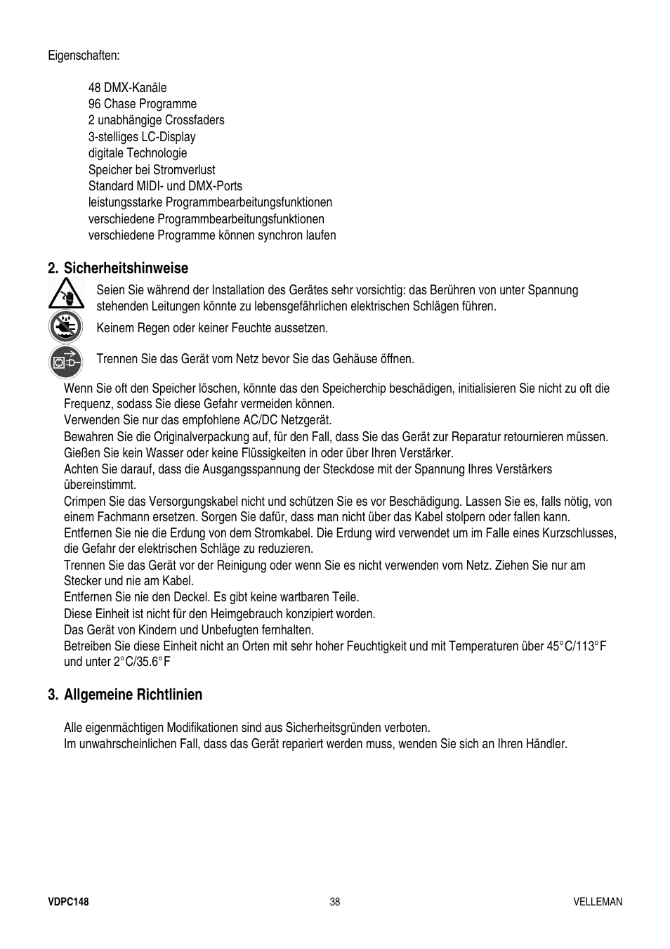 Velleman VDPC148 User Manual | Page 38 / 46