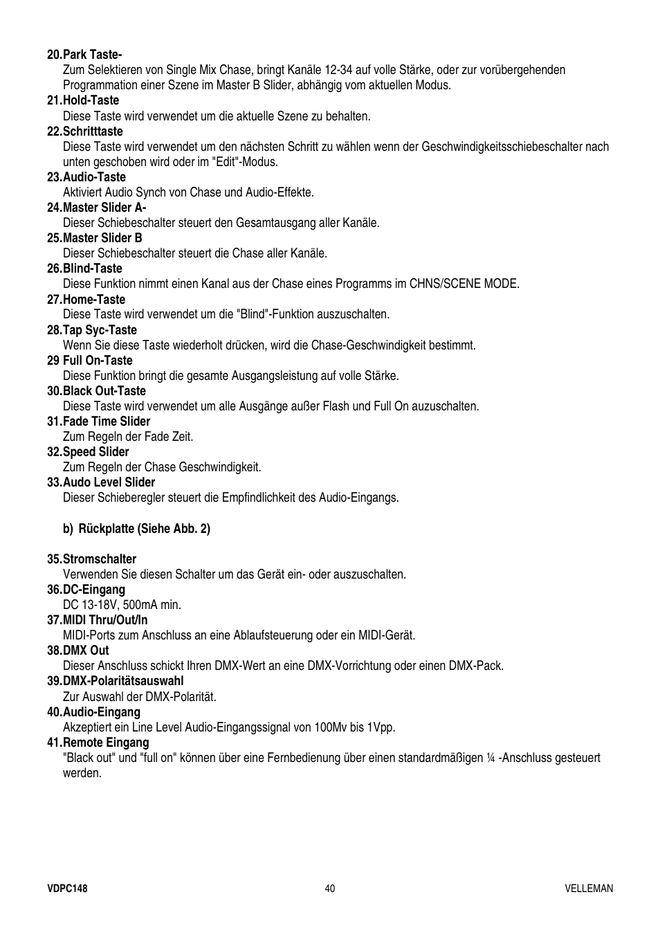 Velleman VDPC148 User Manual | Page 40 / 46