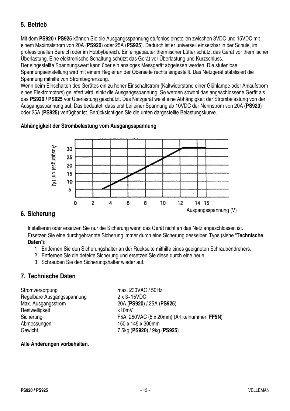 Velleman PS925 User Manual | Page 13 / 13