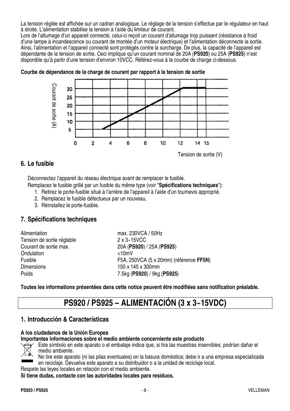 Velleman PS925 User Manual | Page 8 / 13