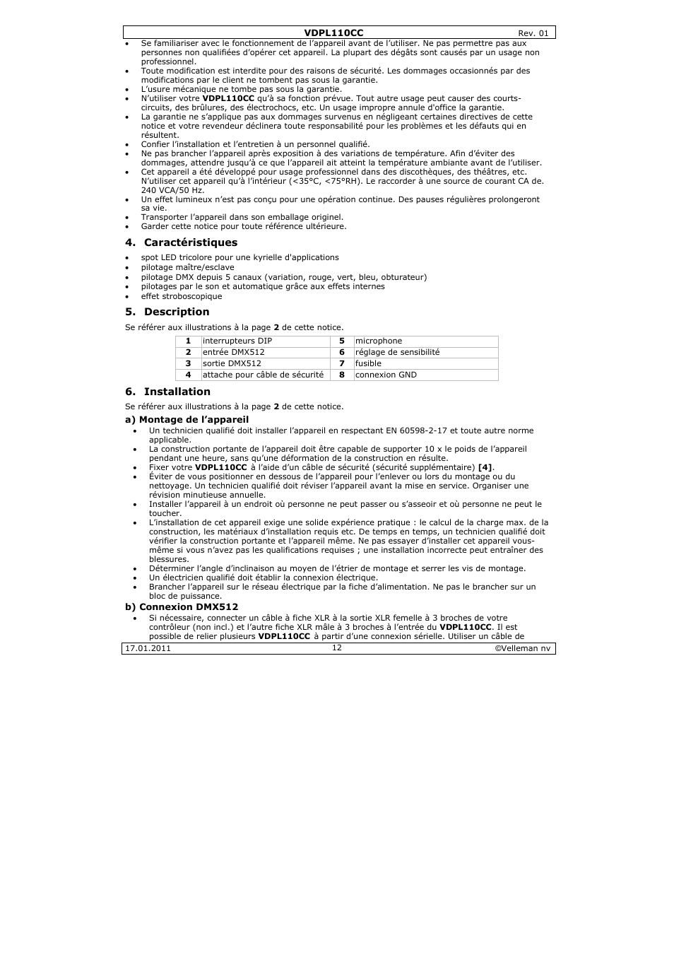 Velleman VDPL110CC User Manual | Page 12 / 25