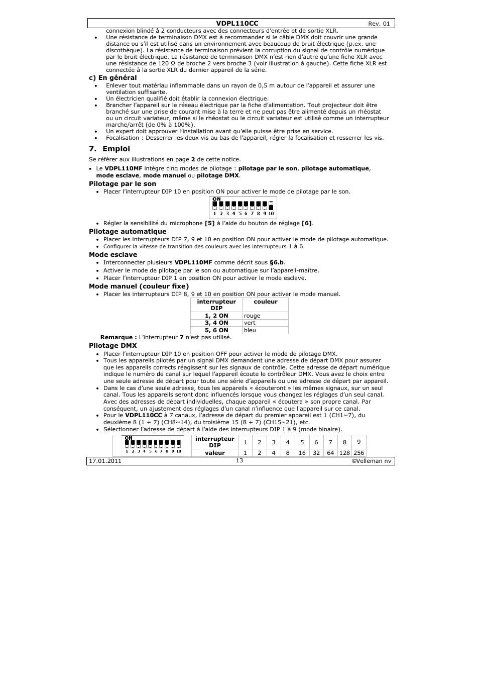 Velleman VDPL110CC User Manual | Page 13 / 25
