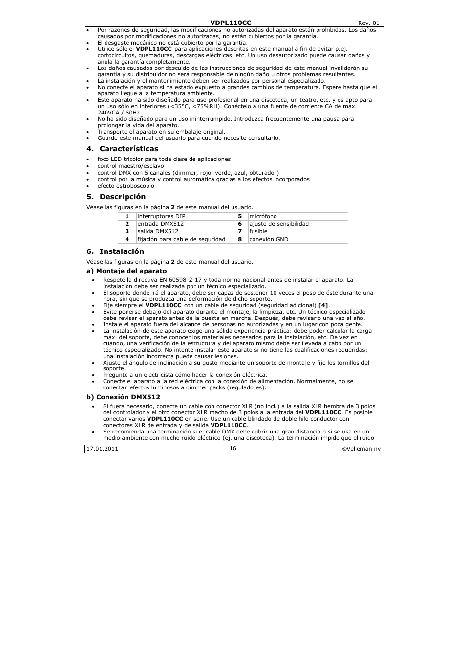 Velleman VDPL110CC User Manual | Page 16 / 25