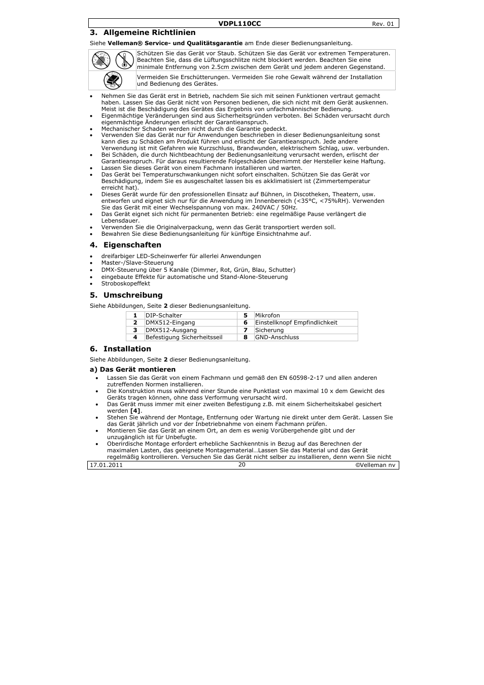 Velleman VDPL110CC User Manual | Page 20 / 25