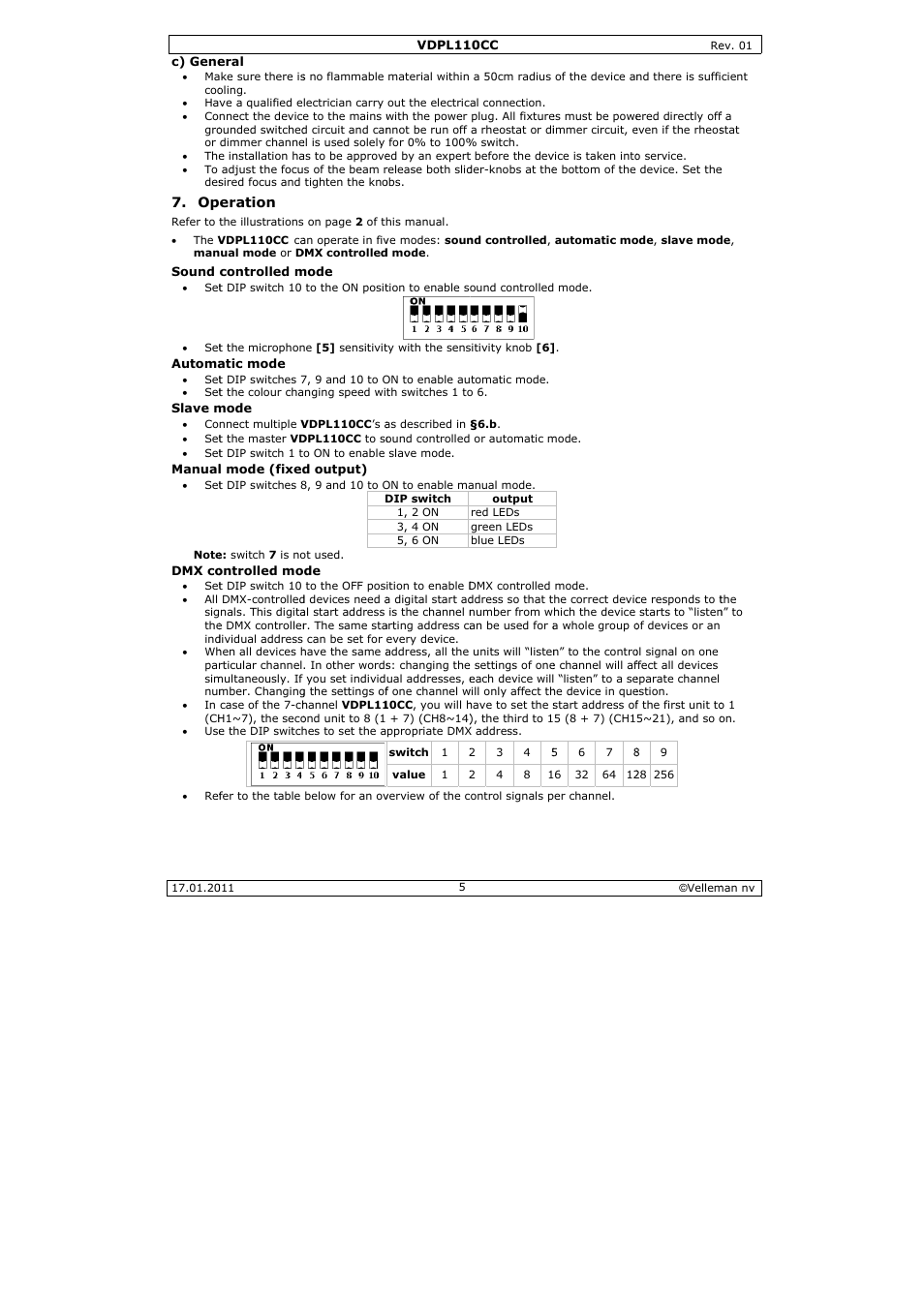 Velleman VDPL110CC User Manual | Page 5 / 25