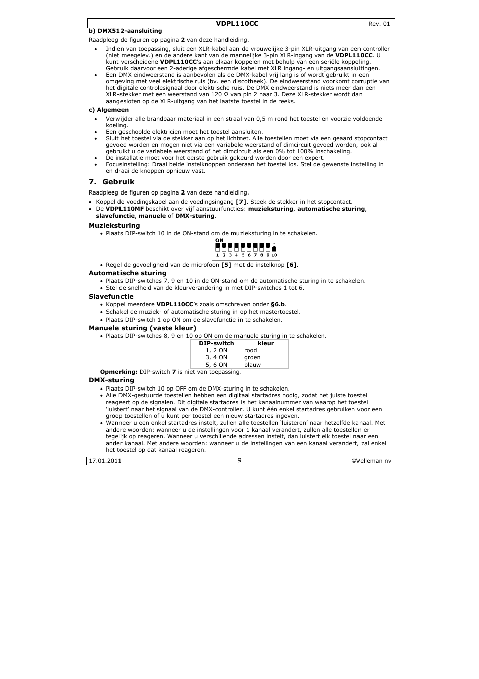 Velleman VDPL110CC User Manual | Page 9 / 25