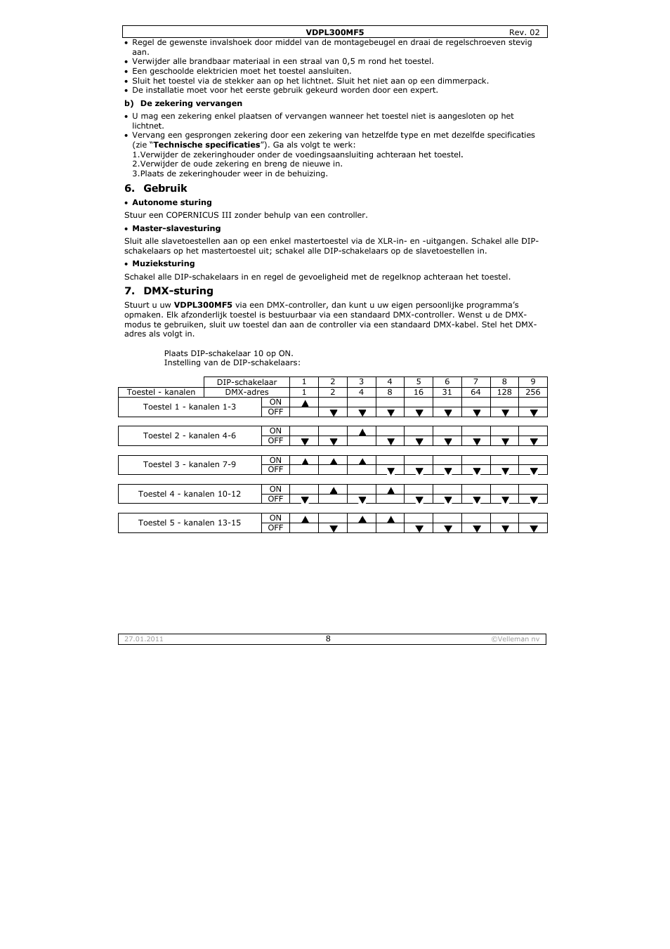 Velleman VDPL300MF5 User Manual | Page 8 / 23