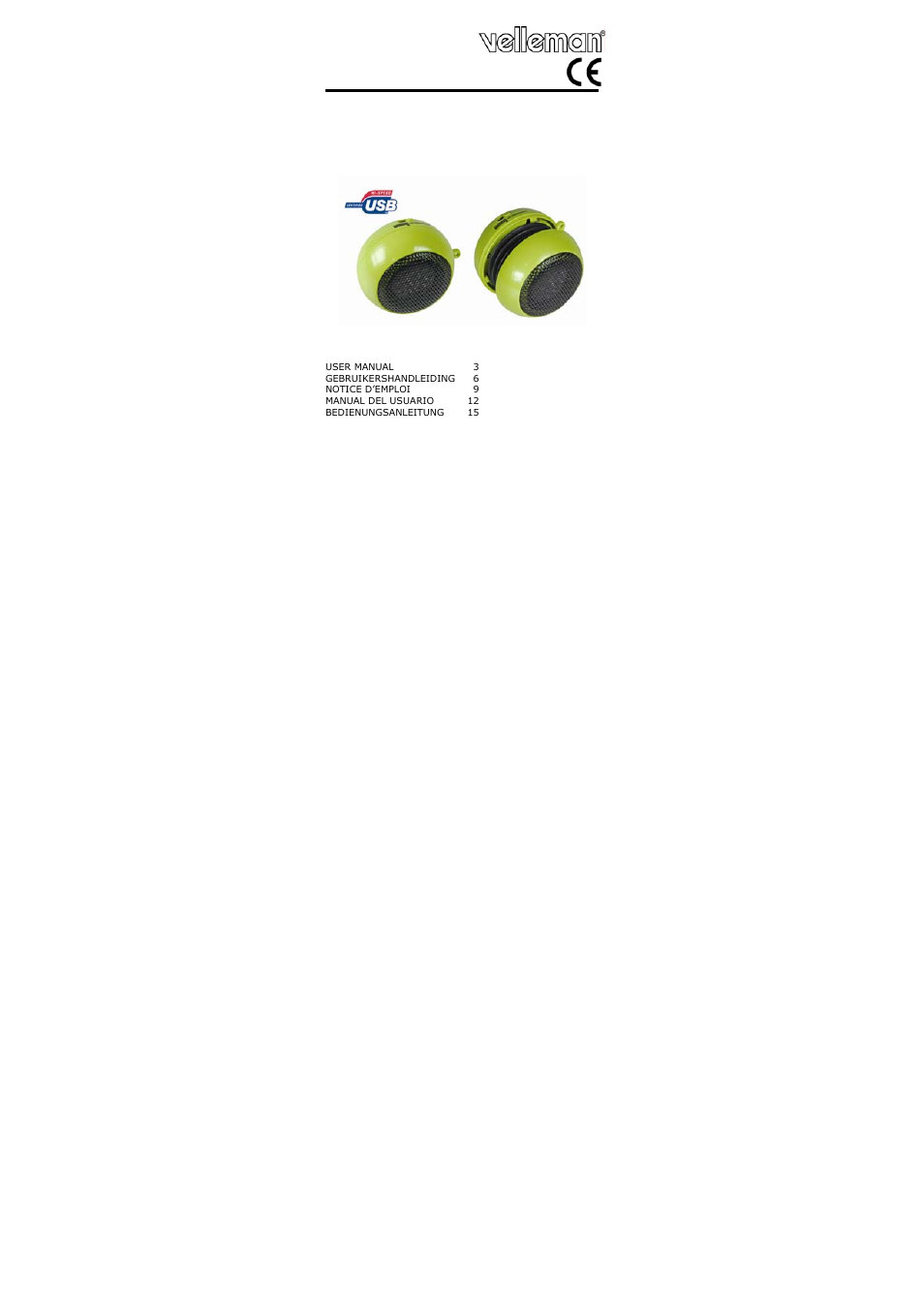 Velleman PCMPSP User Manual | 17 pages