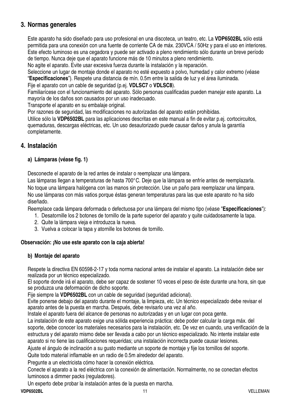Velleman VDP6502BL User Manual | Page 11 / 16