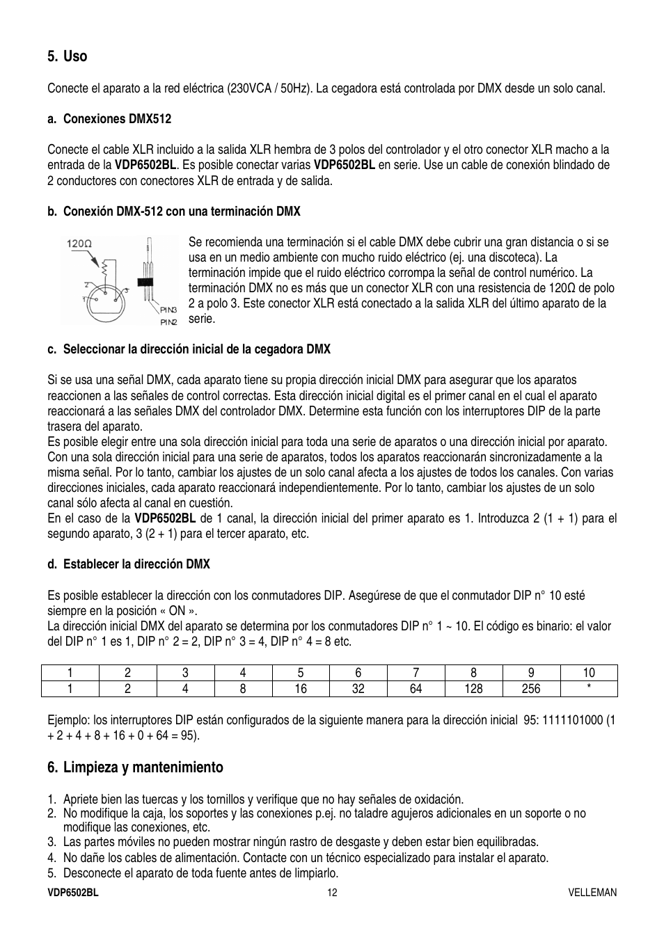 Velleman VDP6502BL User Manual | Page 12 / 16