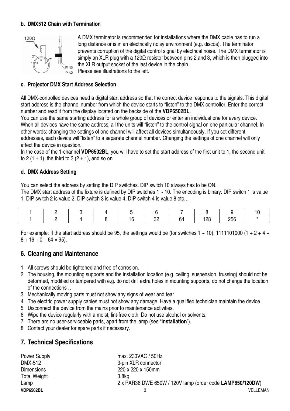 Velleman VDP6502BL User Manual | Page 3 / 16