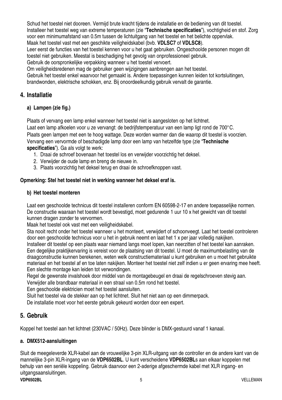Velleman VDP6502BL User Manual | Page 5 / 16
