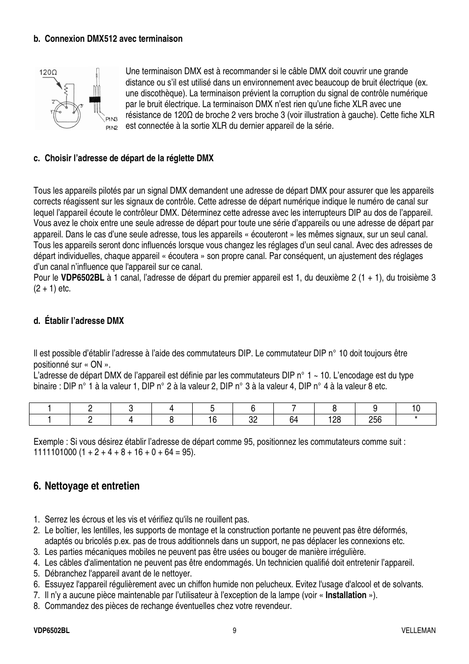 Velleman VDP6502BL User Manual | Page 9 / 16