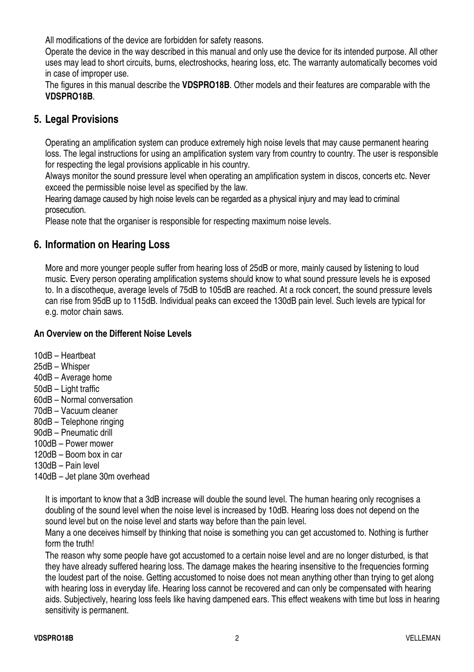 Velleman VDSPRO18B User Manual | Page 2 / 21