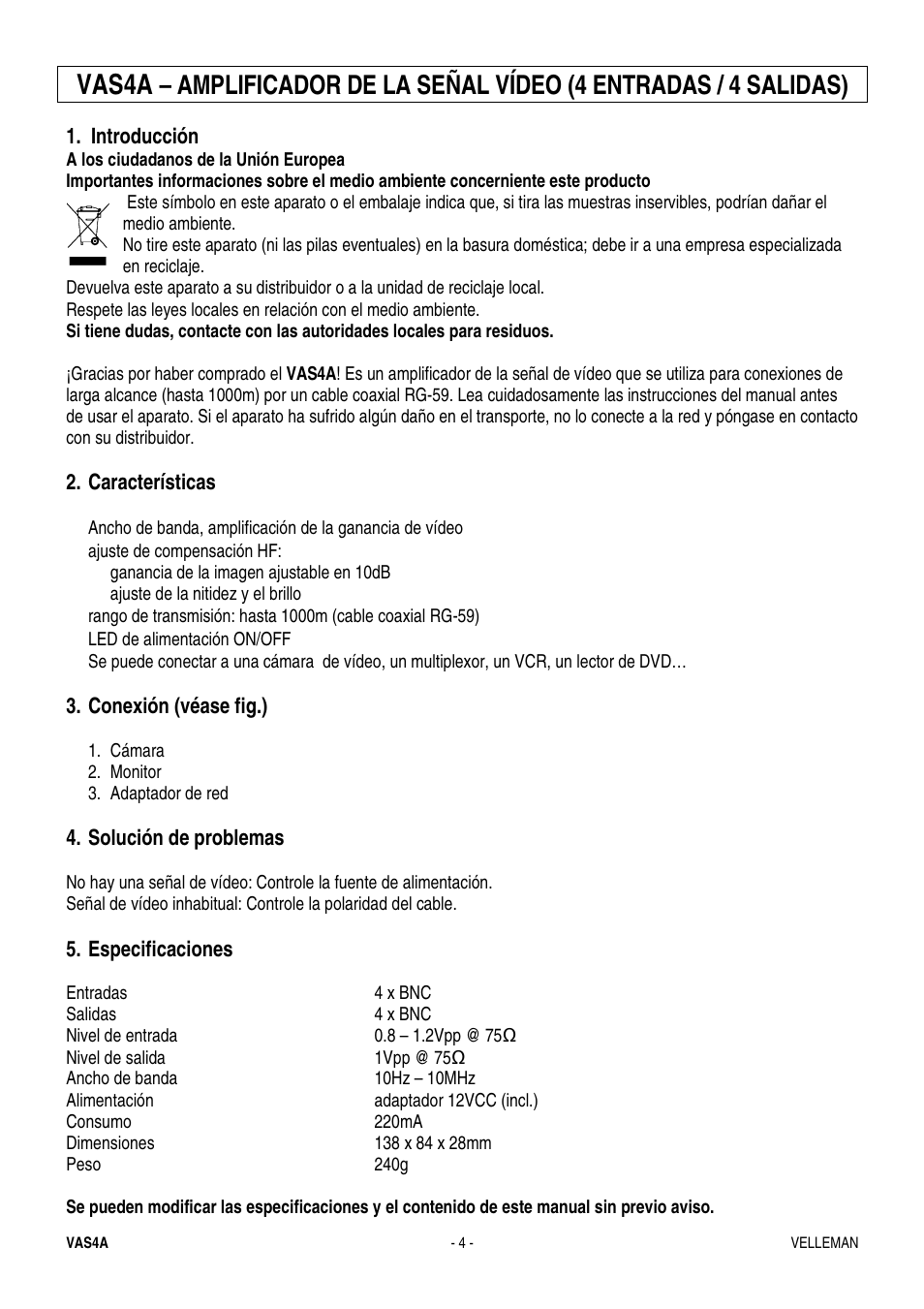 Vas4a | Velleman VAS4A User Manual | Page 4 / 5
